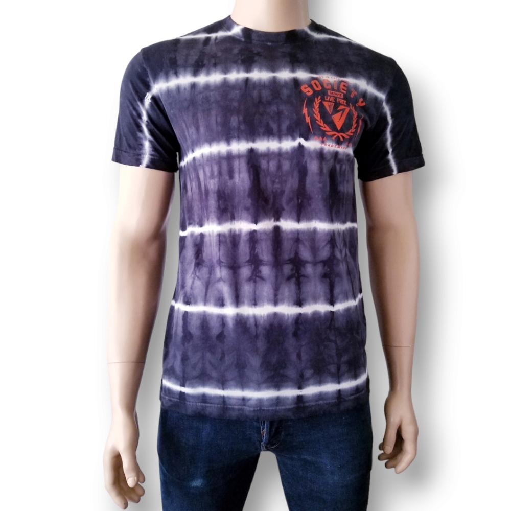 Society Clothing Blue Striped Acid Wash T-Shirt